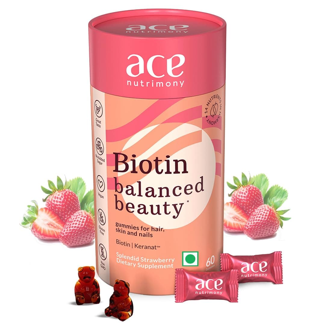 Hair Growth Gummies with Keranat Biotin Hair Gummies for Women & Men with Zinc, Folic Acid and Multivitamin, Sugar Free, Vegan 60 Gummies