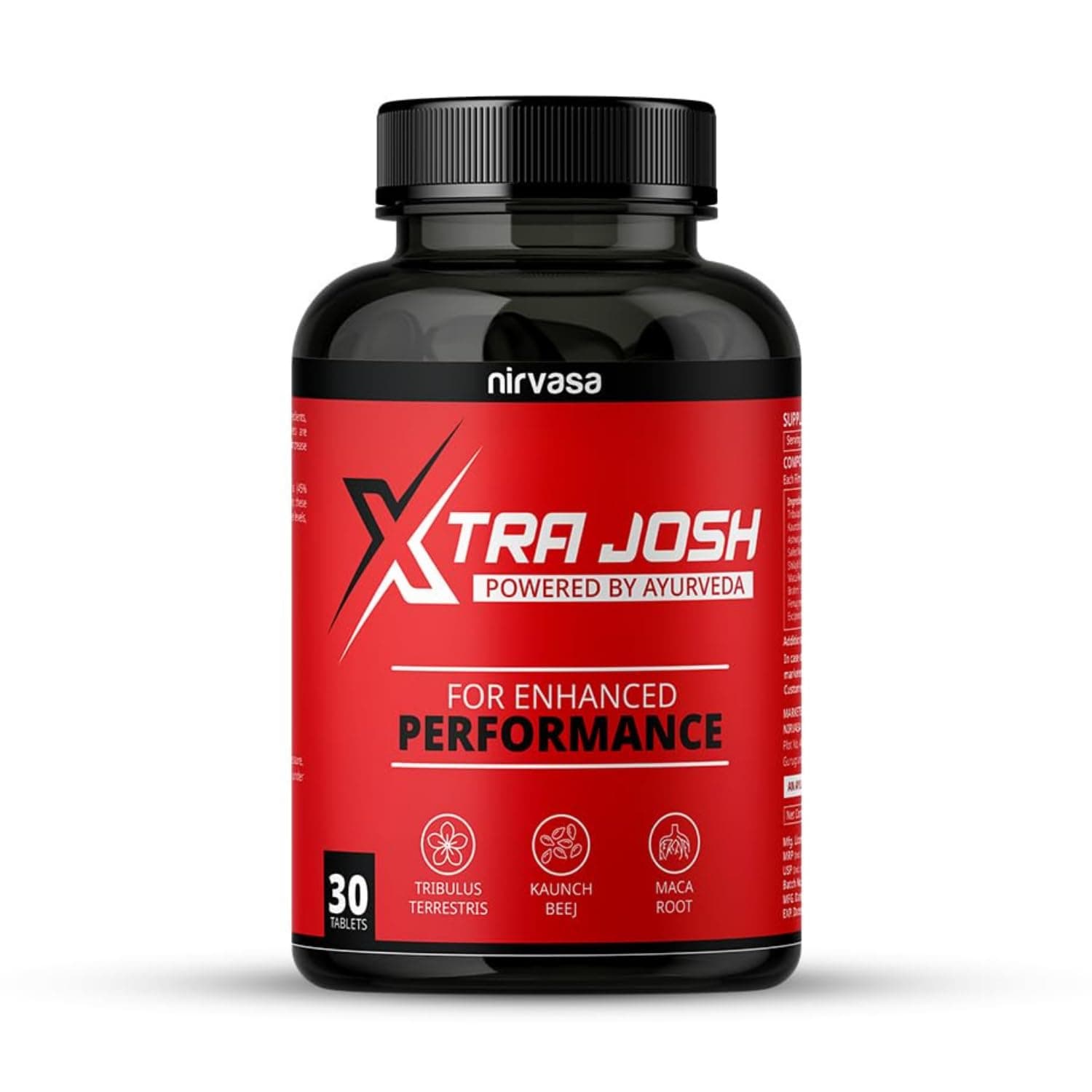 Nirvasa Xtra Josh Tablets for Men (30 Tabs) | Stamina, Energy & Performance Booster | Boosts Vitality, Strength & Endurance | Muscle Support, Enriched with Saponins | (Pack of 1)