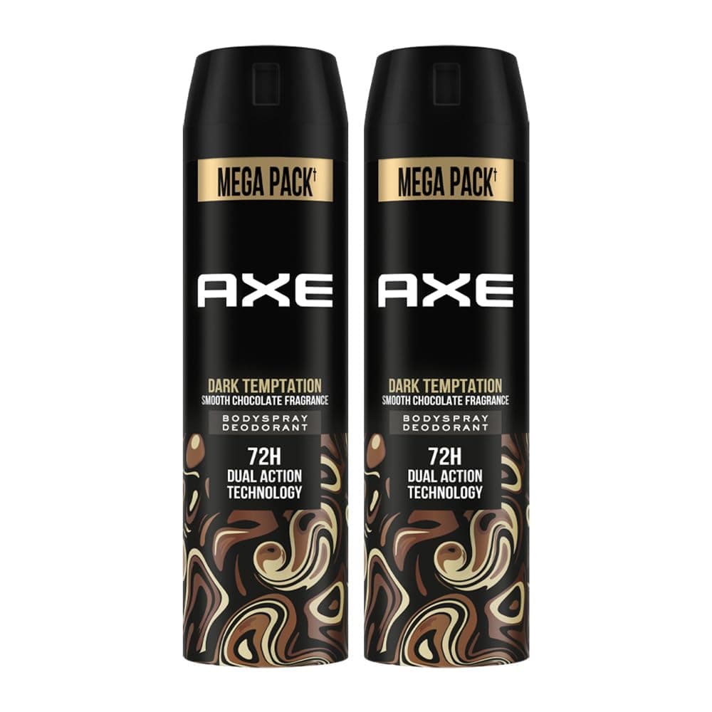 Axe Dark Temptation Men's Deodorant, Long Lasting Deodorant Spray For Men With An Irresistible Scent 215ml, Pack of 2