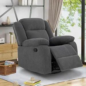 Duroflex Avalon RRR - Single Seater Premium Fabric Recliner | Rock, Rotate & Recline | Full Body Support | Plush Armrests | Neck & Lumbar Comfort | Durable Frame | 3 Years Warranty - Graphite Grey