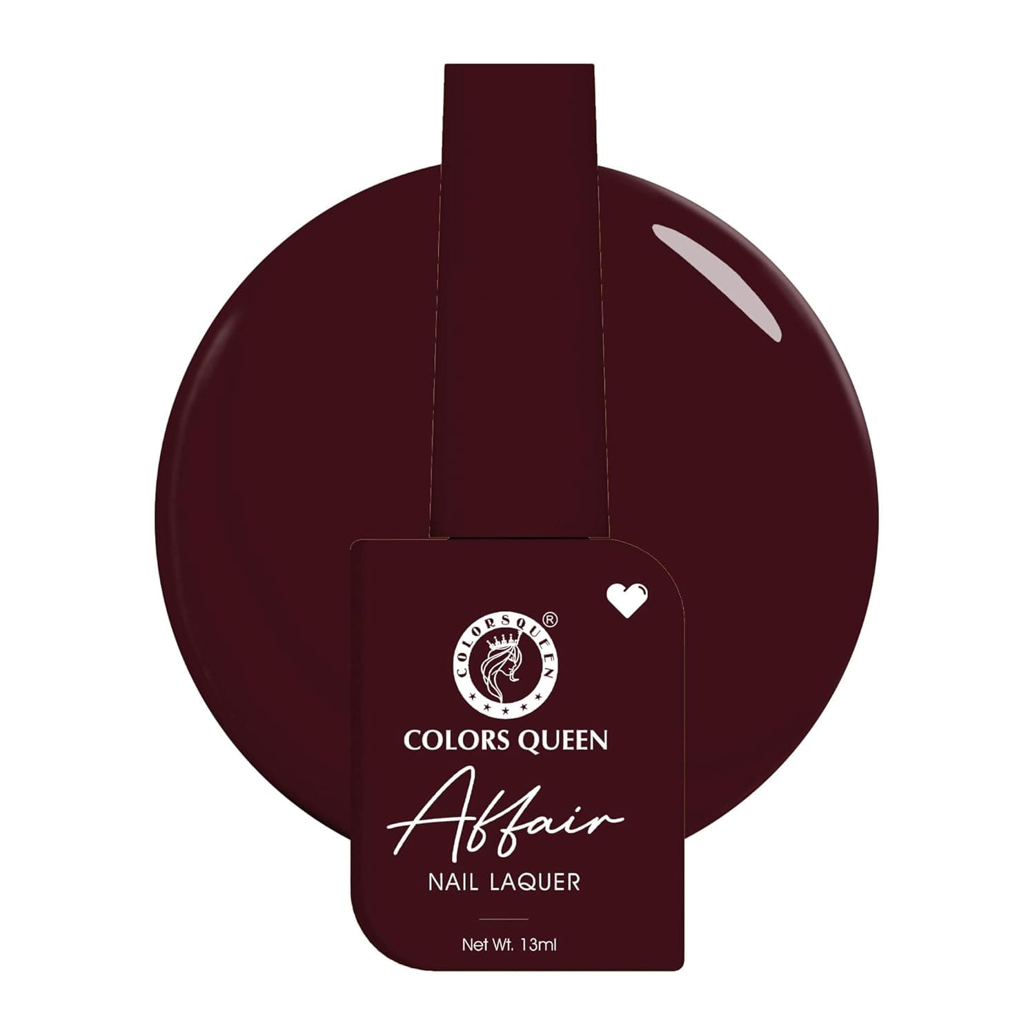 Colors Queen Affair Nail Polish - 54 - Burnt Maroon, 13ml | Rich Pigmentation, Quick Drying, Long Lasting Nail Paint | Chip Resistant, No Harmful Chemicals, Semi Matte Nail Polish for Women