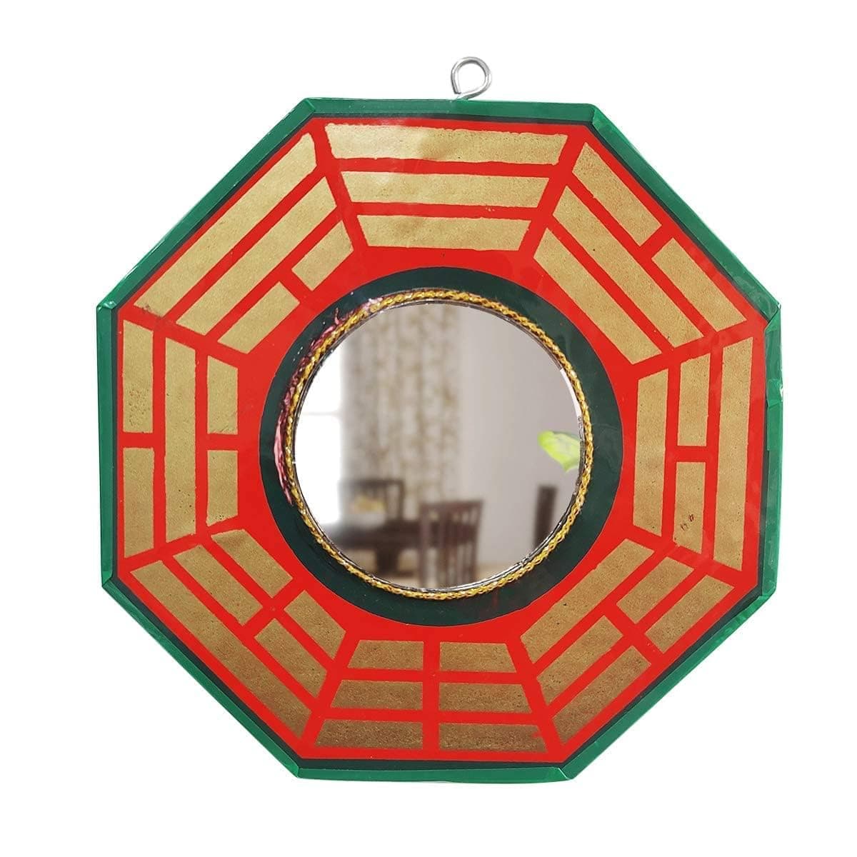 Bagua Mirror for Vastu Feng Shui Convex Bagua Mirror Positive Energy, Protection Wall Door Hanging for Home and Office (Multicolor, 6 inch) (Referred by Vastu Expert)