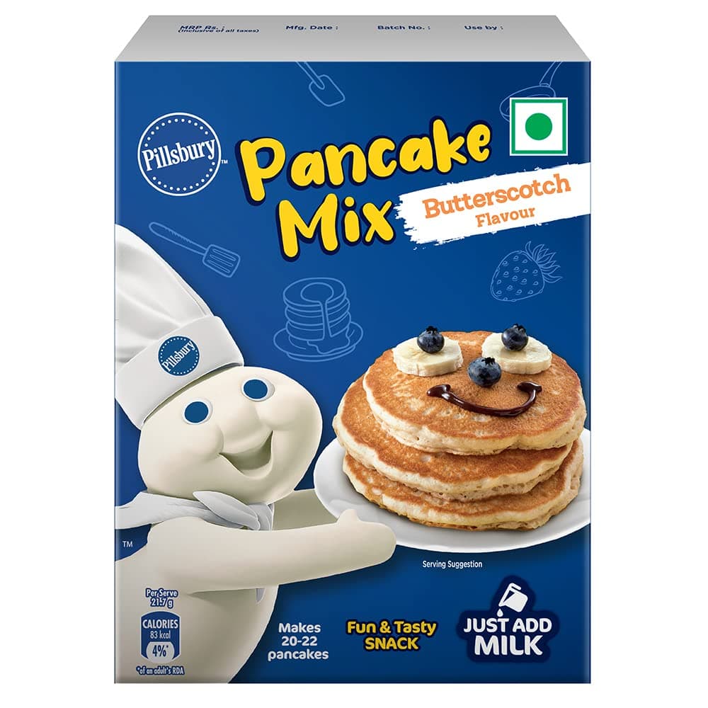 Pillsbury Butterscotch Flavour Pancake Mix| 2-Minute Pancake Mix For Kids| No-Preservatives,500 Gram