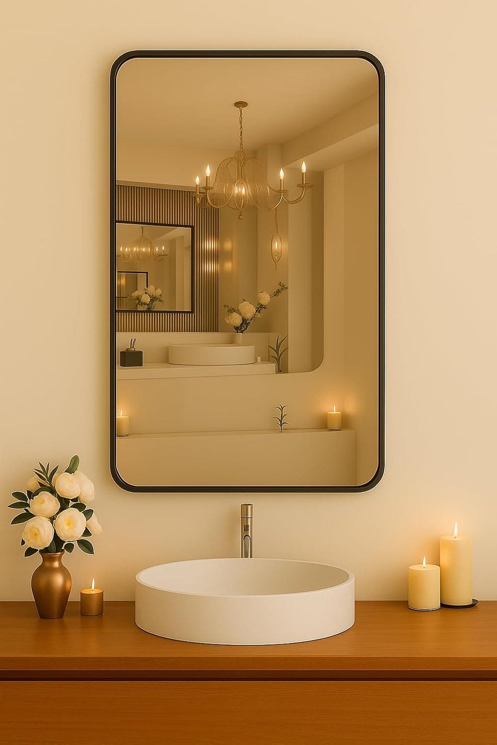 Frameless Rectangular Wall Mirror 12x18 – Perfect for Contemporary Bathrooms or Minimalist Interiors – Clear Reflection, Easy to Hang, and Lightweight for Versatile Use