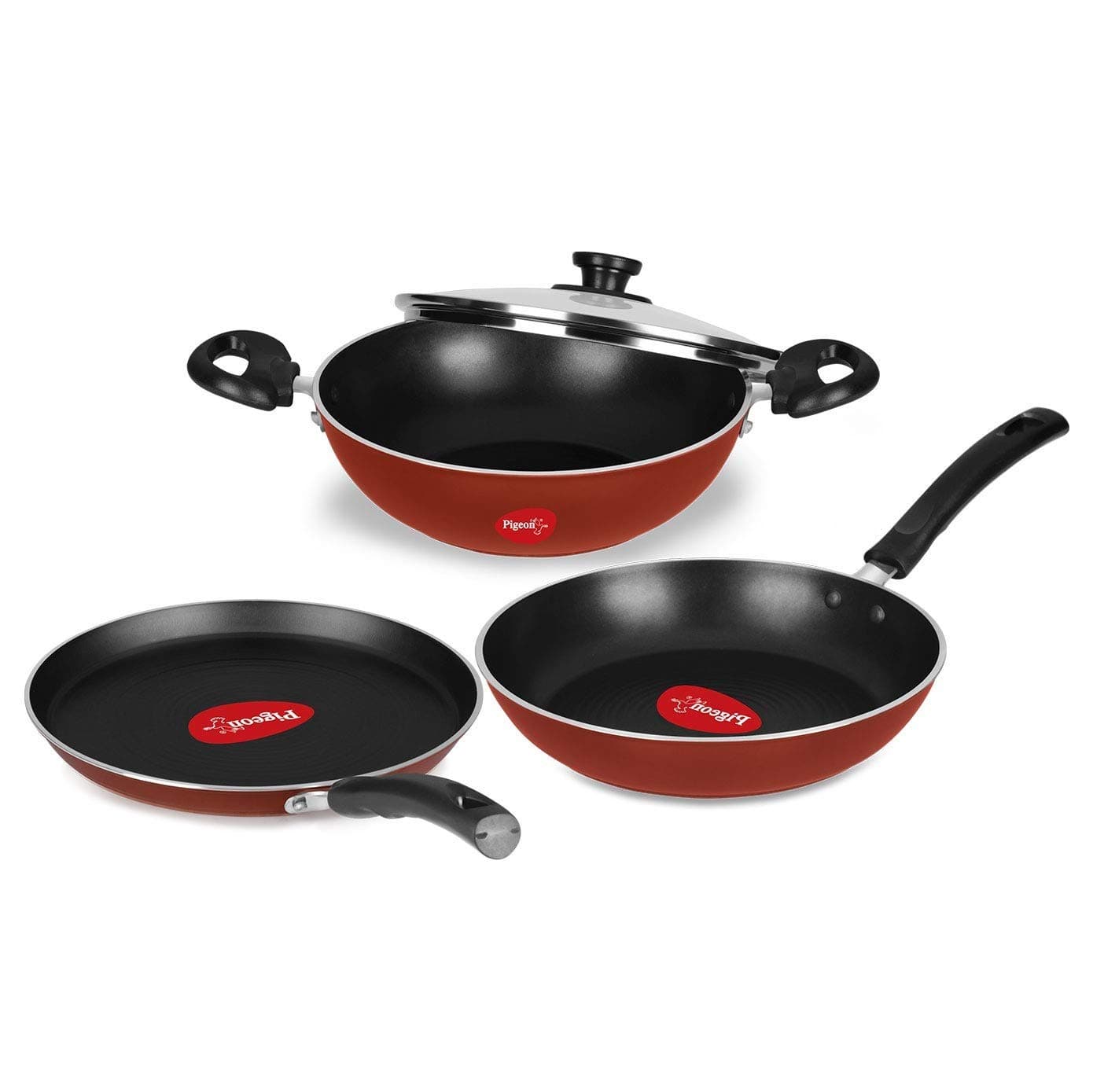 G. P. Trading Stovekraft Basics Induction Base Non-Stick Aluminium Cookware Set, Terracotta Brown