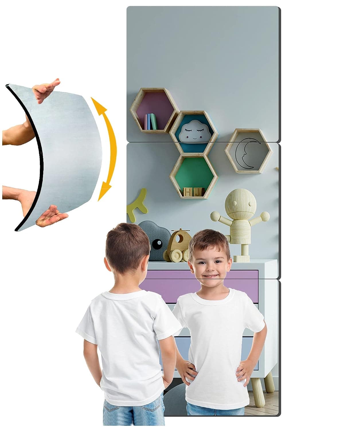 Plexiglass Acrylic Soft Mirrors Non-Glass shatterproof Miror Full Length Mirror Wall Mirror Frameless Home Fitness Mirror 4 Pcs 12"x12" cyhqo