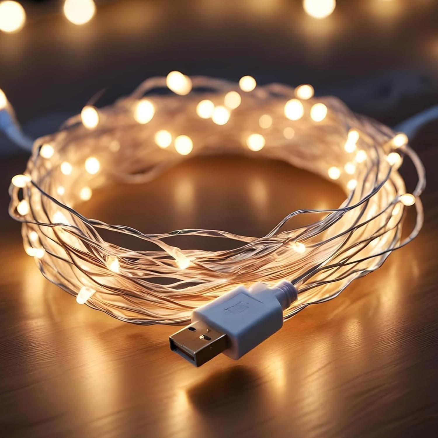 Lexton 5m 50 LED Copper String Light | Warm White | USB Sourced | for Indoor & Outdoor | Best for Decoration, Christmas, Diwali (Pack of 1)