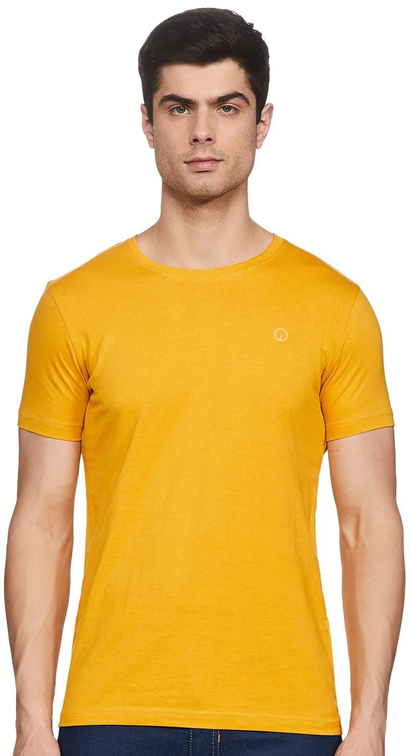 Integriti Men's Slim T-Shirt (INT-T-CT-138_Black/LT.Olive/Mustard M)