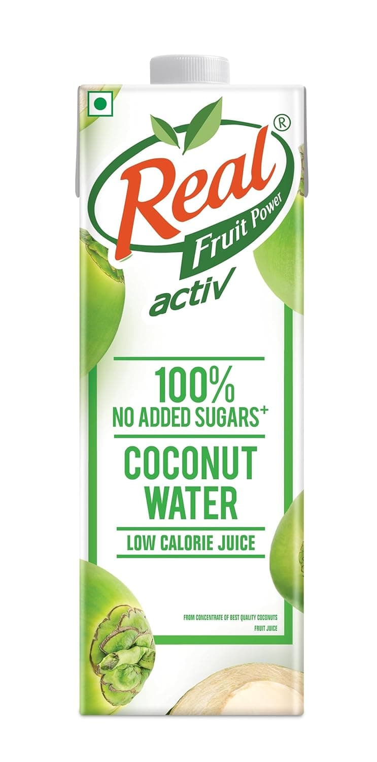 Real Activ Coconut Water Tetrapack - 1L | Hydrating Coconut Water with Health Benefits | No Added Flavour & Sugars | Tasty and Nutritious
