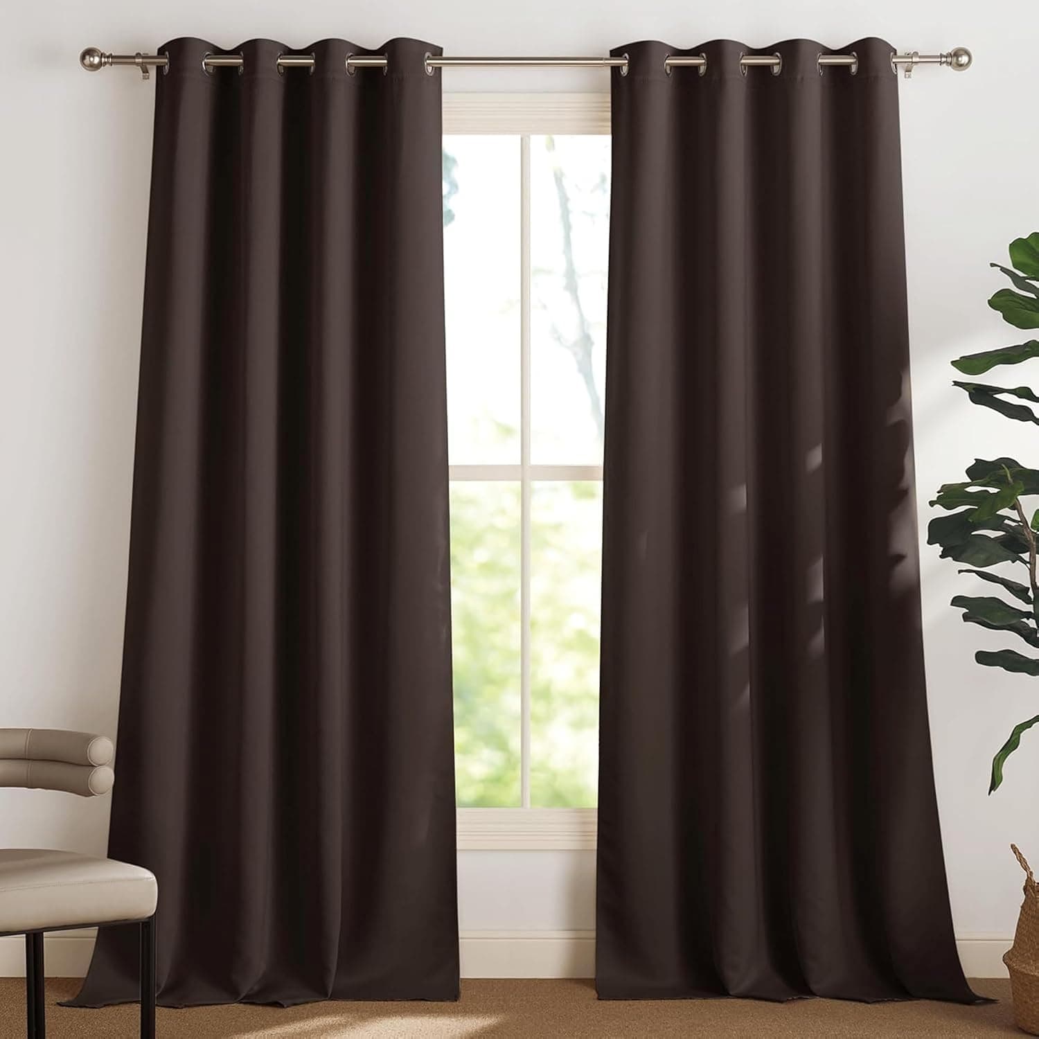 Galaxy Home Decor Premium Blackout Curtain for Window 5 Feet | Thermal Insulated Modern Window Curtain with Rings for Living Room & Bedroom | Pack of 1,Brown