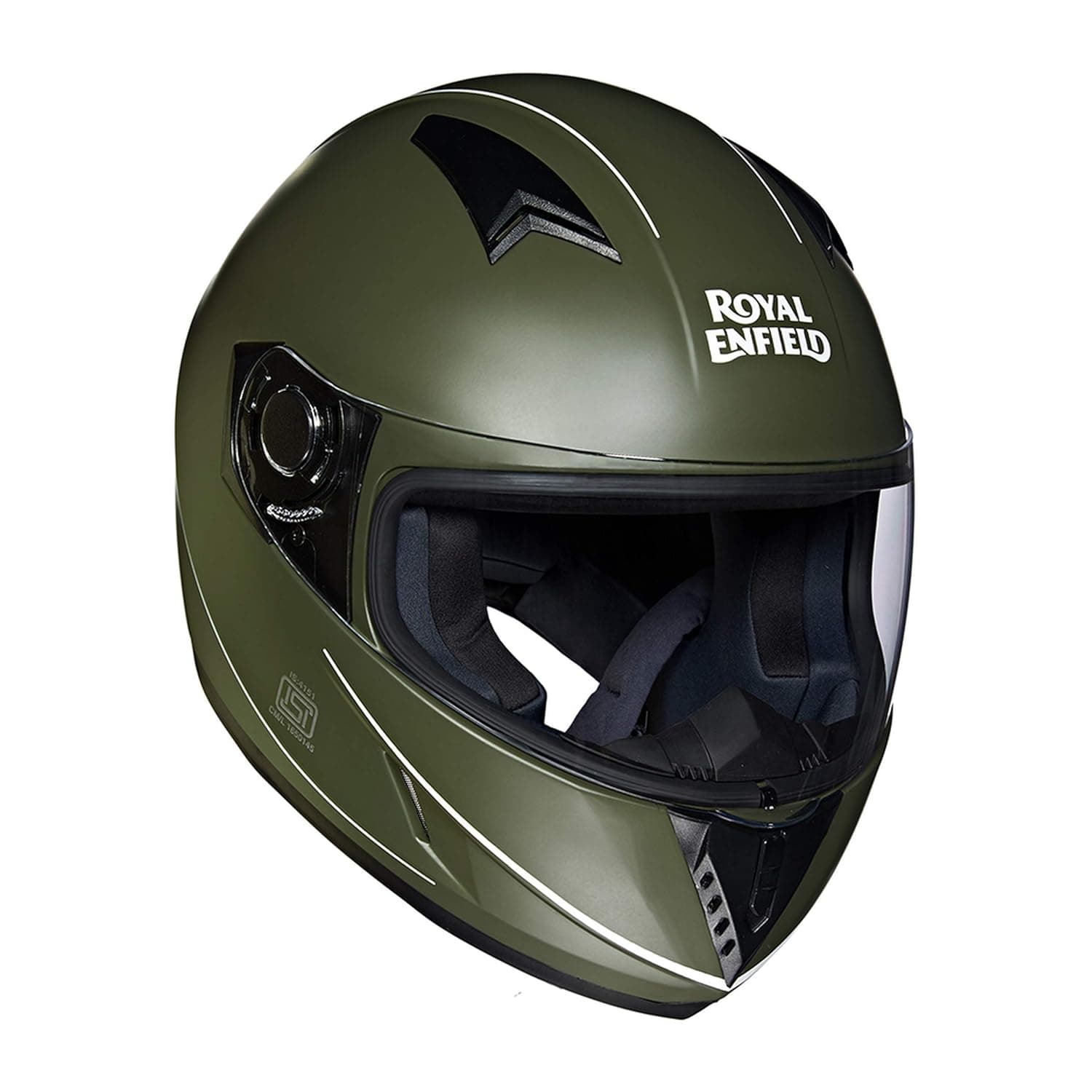 Royal Enfield Full Face Helmet with clear Visor Battle Green, Size: M( 57-58cm)