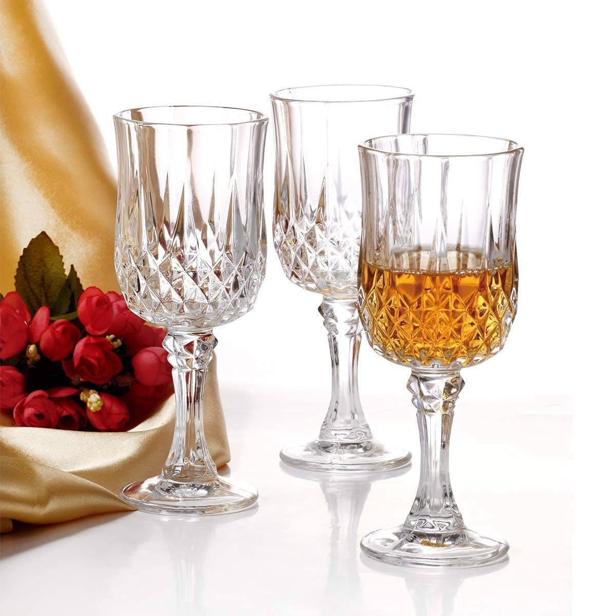 Crystal Wine Glasses, 230 ML, Non-Lead Crystal Flutes Clear, Ideal for White or Red Wine Glass Set of Set of 2 (2, Big:-)