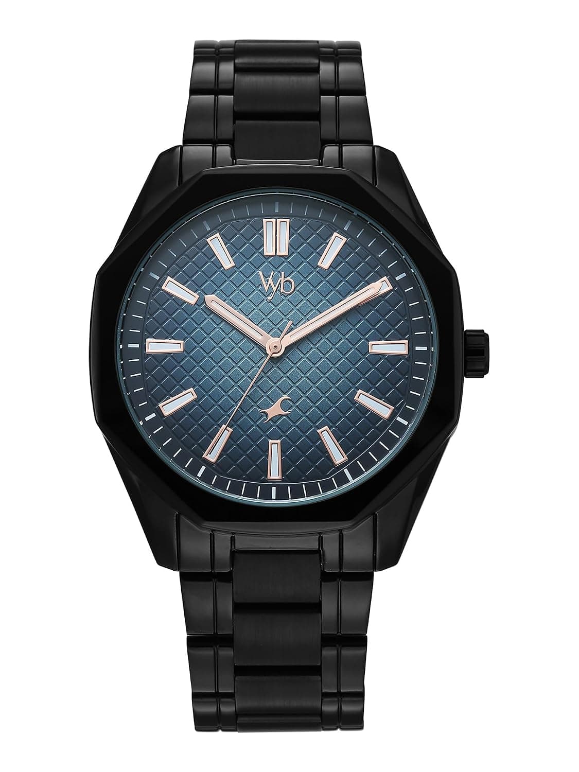 Fastrack Vyb Quest with Quartz Analog Blue Dial Black Zinc Alloy Strap Watch for Men - FV30042NM01W