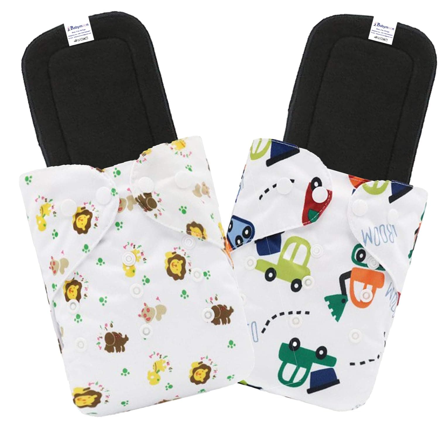 Babymoon Washable & Reusable Cloth Diaper Pocket with Grey Insert Pack of 4