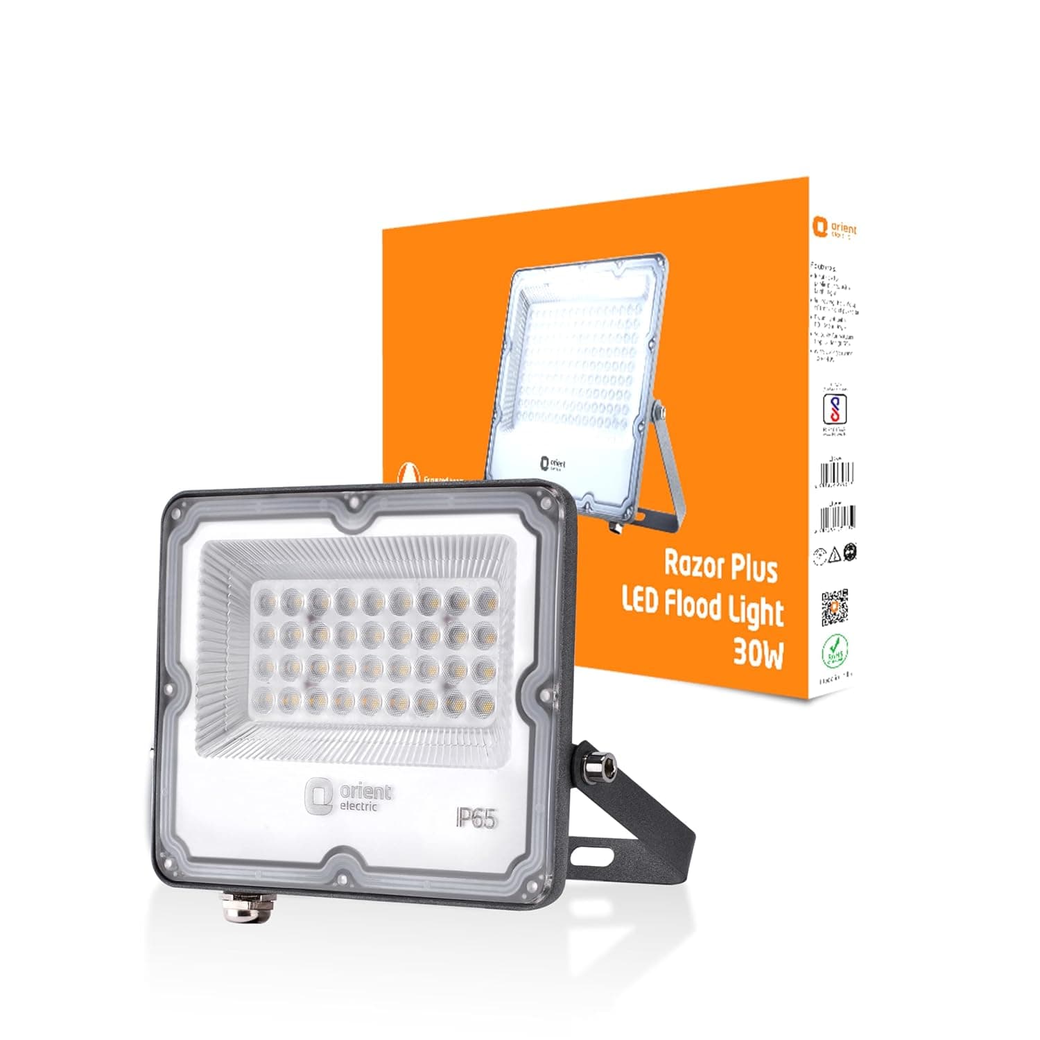 Orient Electric Razor Plus 30 W LED Flood Light | IP65 Waterproof Outdoor Light with Lens Design | 5kV Surge Protection, 440V Compatible | Wide Angle Beam, Ultra Slim Design | Cool White - Pack of 1