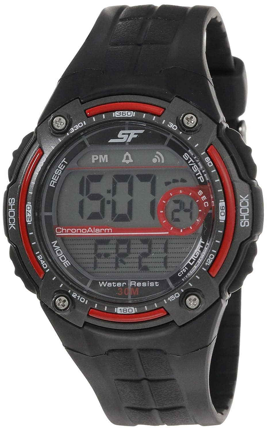 SF Digital Dial Black Plastic Strap Watch for Men-NM7949PP01