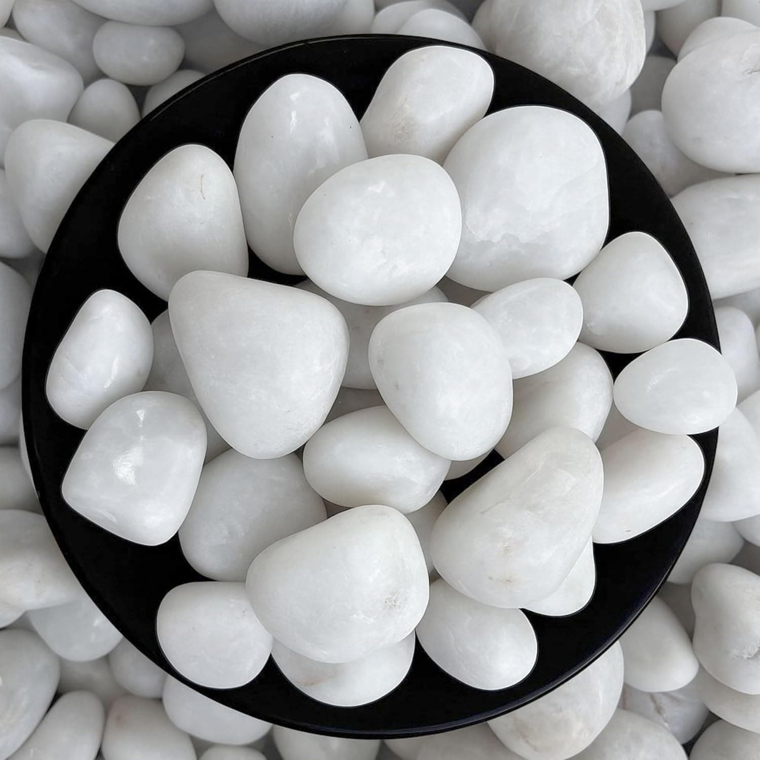 Foodie Puppies Polished White Pebbles Glossy Stones - (Large, 2Kg) (2.5cm - 4cm) | for Home Decorative, Vase Fillers, Aquarium Fish Tank, Garden River Rock Unplanted Substrate