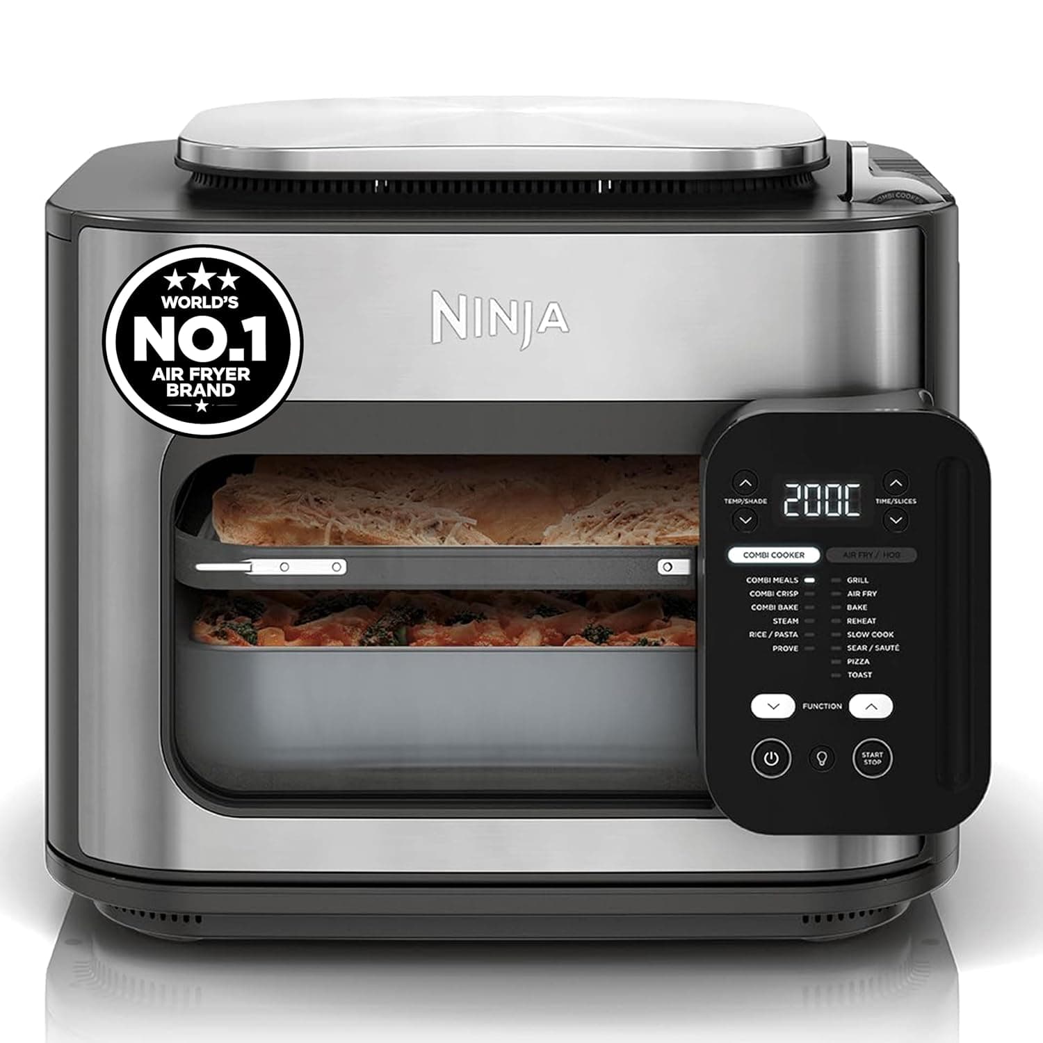 Ninja Combi 14-in-1 Multi-Cooker Air Fryer Oven (12.5L) – HyperSteam & Air Fry Technology, Cooks 3-Part Family Meals in 15 Mins, Healthy Oil-Free Cooking, Digital Display, Stainless Steel Cavity
