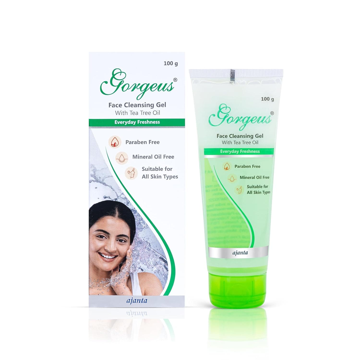 Gorgeus Face Cleanser Gel – Soap-Free Daily Cleanser with Tea Tree Oil, Glycerin & Propylene Glycol for Gentle Hydration, pH Balance & Acne Control – Non-Drying, Purifying Face Wash – 100gm